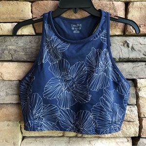 Calvin Klein Performance purple print cropped tank top sports bra New Large